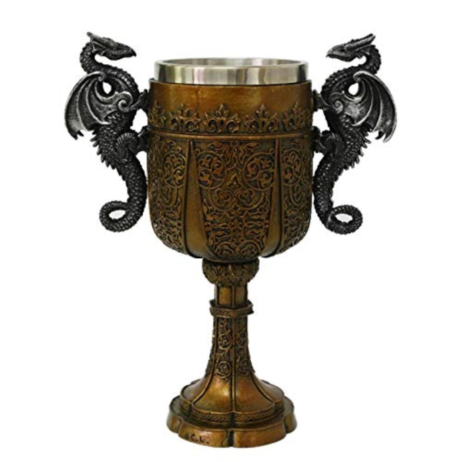 Pacific Trading Giftware Double Dragon Drinking Chalice Goblet 9 inches Tall