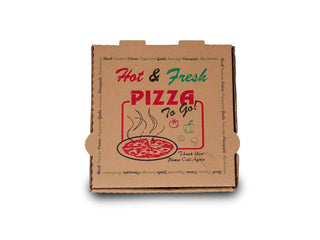 DHG Professional 50 Pack Pizza Box 4 Color Print "Hot & Fresh" Pizza Brown Color (10" x 10")