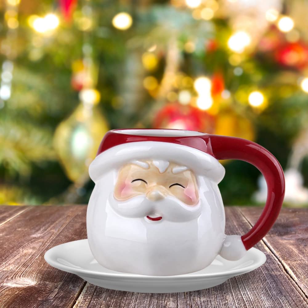 Comfy Hour 4.1 Inch Santa Mug, 3D Santa Face Christmas Mug