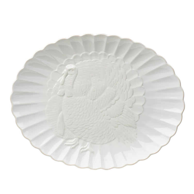 Lenox French Perle Carved Turkey Platter, 6.39, White