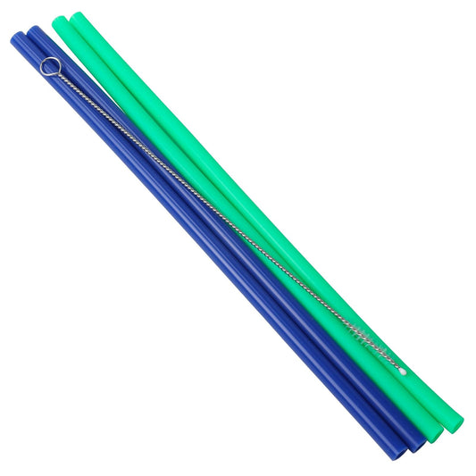 Chef Craft Reusable Silicone Straws with Brush 4pk