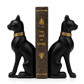 Comfy Hour 9.1 Inch Egyptian Bookends, Bastet Cat Statue, Set of 2
