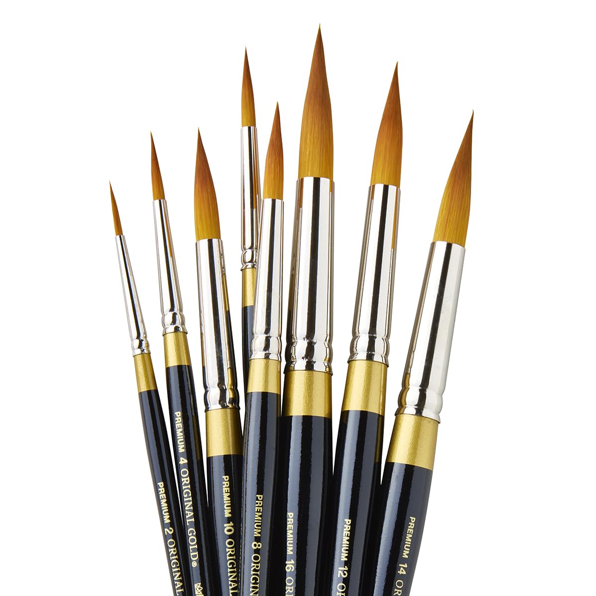 KINGART Paint Brush, Large, Black With Metallic Gold Ring