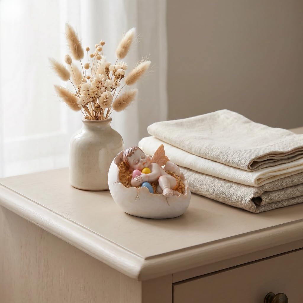 Comfy Hour 4.5 Inch Sleeping Cherub Figurine, Angel Egg Decor, 1 Unit