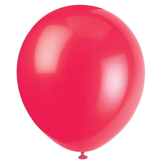 Unique Industries, 12" Latex Balloons, DIY Party Decoration - Pack of 10, Ruby Red