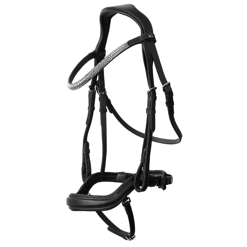 HORZE Highbury Anatomical Crystal Dressage Bridle - Black - Cob