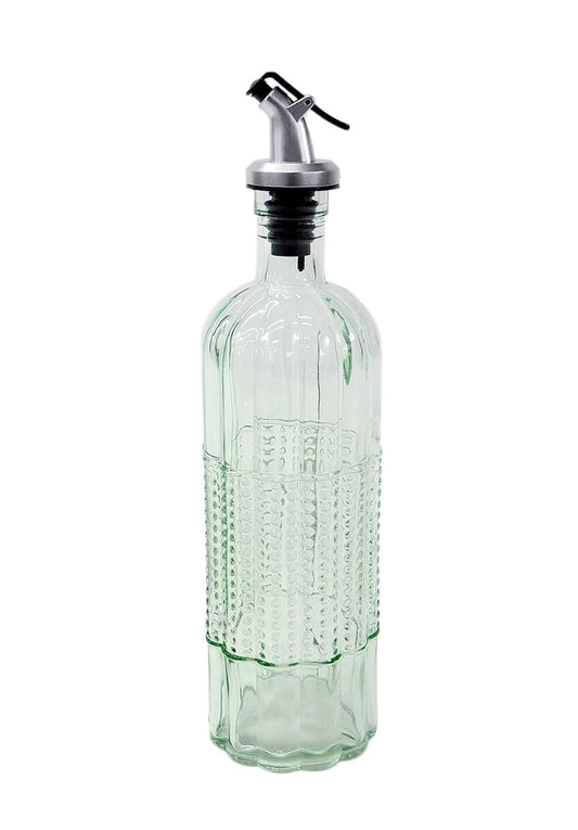 Grant Howard Rondo Embossed Glass Oil and Vinegar Cruet with Pourer, 16 oz, Translucent