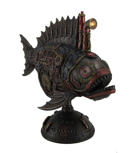 Unicorn Studio Zeckos Resin Statues Ss Anglerfish Steampunk Submarine Statue W/Led Periscope 12 X 9.25 X 5 Inches Bronze