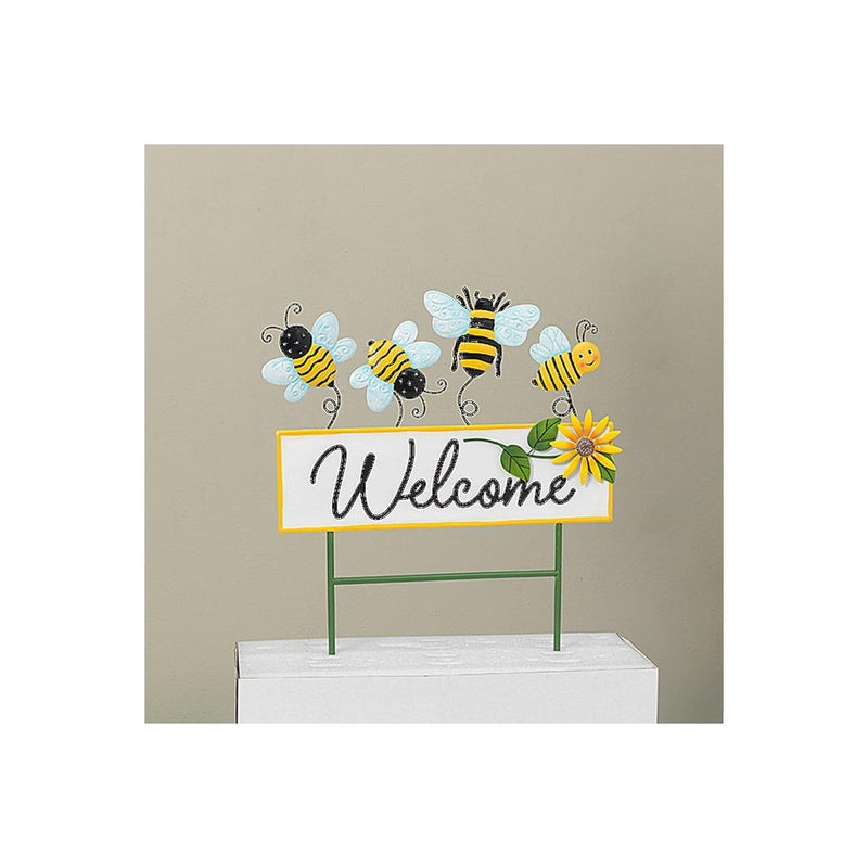 Gerson Company 19.29" H Metal Bee Welcome Sign Yard Stake