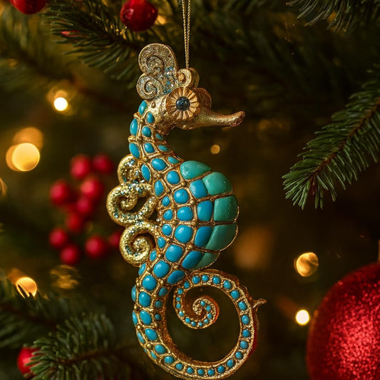 Comfy Hour Winter Holiday Home Collection Resin Ocean Wild Animal Seahorse Christmas Tree Ornaments