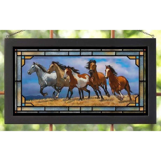Wild Wings(MN) Wild Wings 5386500003 Stained Glass Art, 23-inch Width (Over The Top Horses)