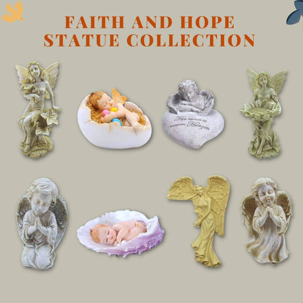 Comfy Hour Praying Angel Statue Collection Resin Cherub Angel Taking A Lantern Perfect for Home Or Outdoor Garden