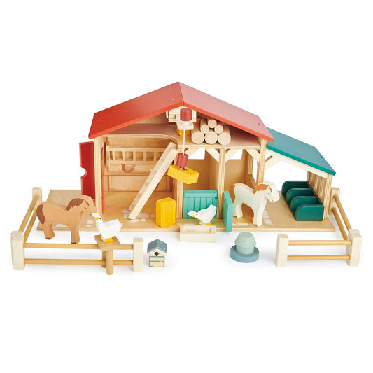 Tender Leaf Toys - Realistic Colorful Wooden Farmhouse Toy Set for Age 3+