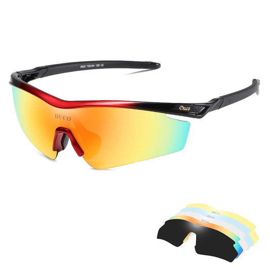 Duco Polarized Sports Mens Sunglasses for Driving Running Cycling Sun Glasses 6216 (Red)