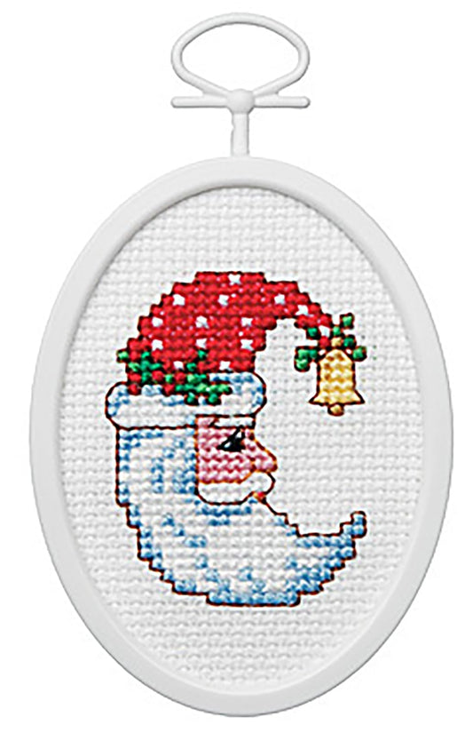 Janlynn 18 Count Oval Celestial Santa Mini Counted Cross Stitch Kit, 2.75-Inch