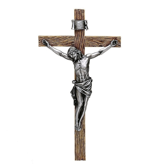 roman 8.5" Antique Silver Wall Crucifix (Joseph's Studio) 6227-2