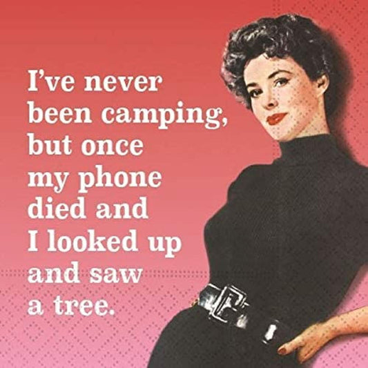 Design Design I've Never Been Camping Cocktail Napkins - 20 Beverage Napkins, Red