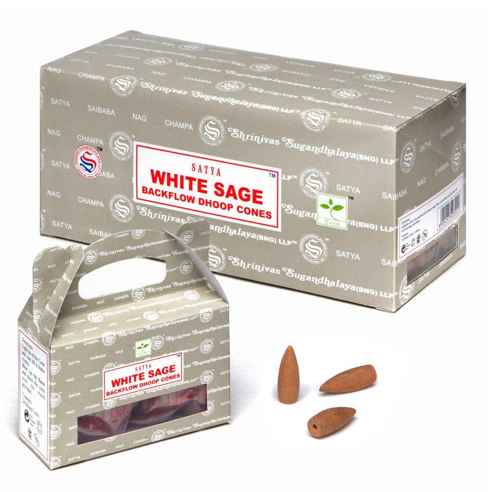 Satya Incense, 24 cones per box, White Sage