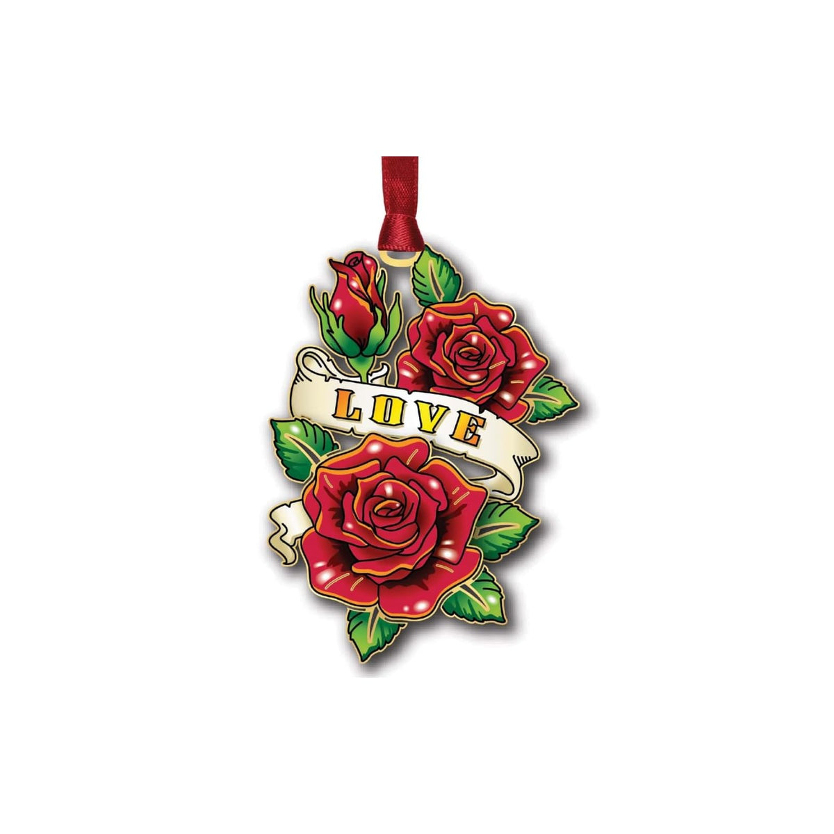 Beacon Design Hanging Ornament, 3.48 x 2.5 x 0.25 inches, Rose Tattoo