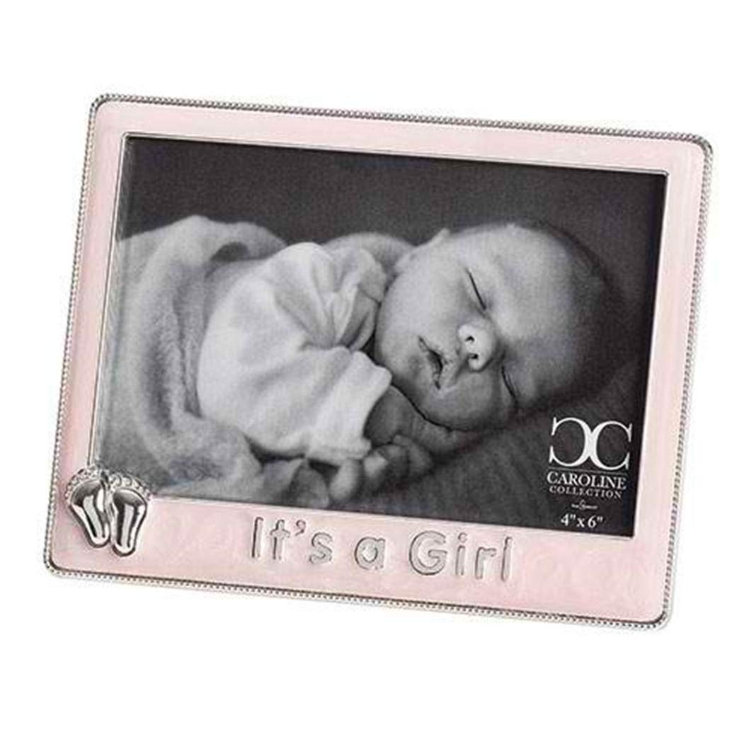 Roman 19213 Caroline Collection It's a Girl Decorative Frame, Holds 6 X 4-inch Photo, 5-inch Height, Pink