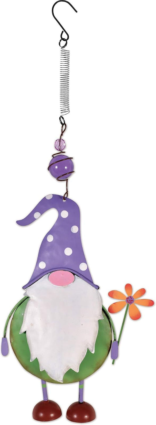 Sunset Vista Designs 93782 Gnome Hanging Bouncy (Purple Hat, 17-inch Height)