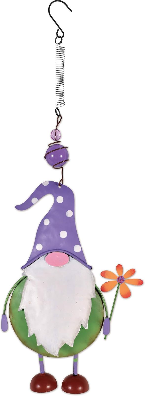 Sunset Vista Designs 93782 Gnome Hanging Bouncy (Purple Hat, 17-inch Height)