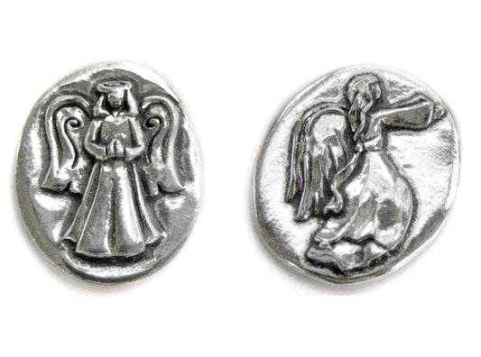 Basic Spirit Angel Pocket Token Coin -Handcrafted Pewter Gift for Coin Collecting with Inspirational Words(Guardian/Protection) 2 Sets