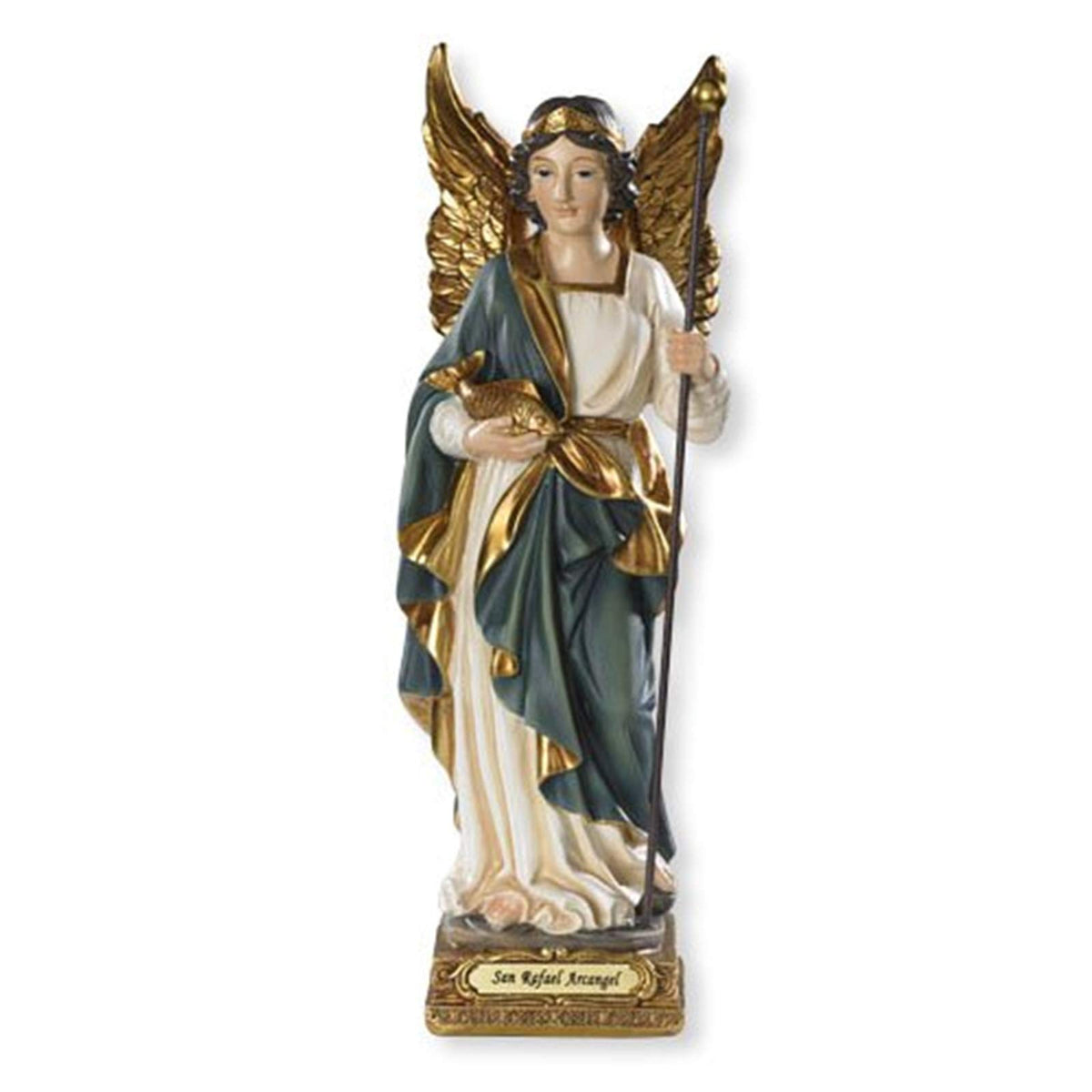 ArchAngel Saint Rafael Raphael Statue 8" Patron Saint of Physicians. Hand Painted. Milagros - VG010