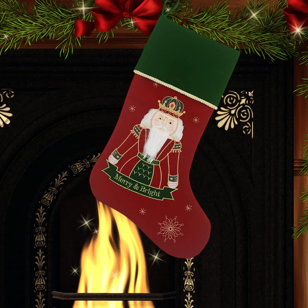 Comfy Hour 20 Inch Nutcracker Christmas Stocking, Merry & Bright