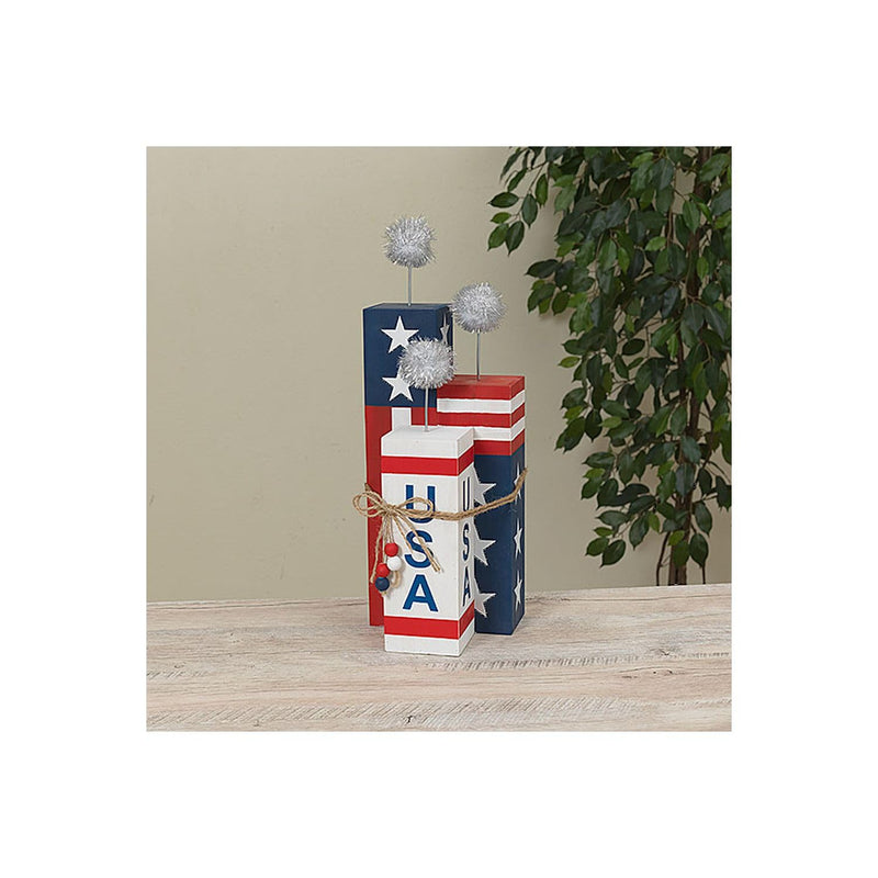 Gerson Company 18.3" H Wood Americana Firework Block