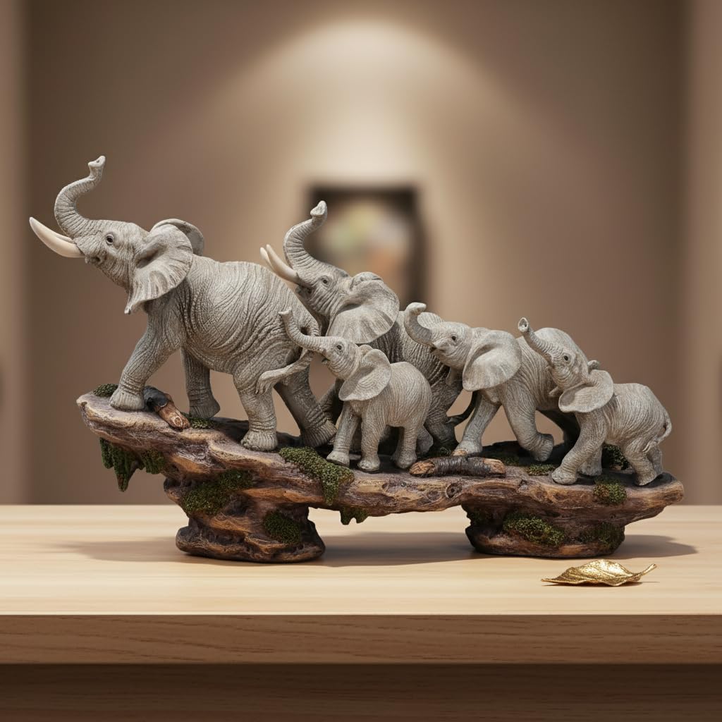 Comfy Hour 14 Inch Elephant Statue, Elephant Family Decor