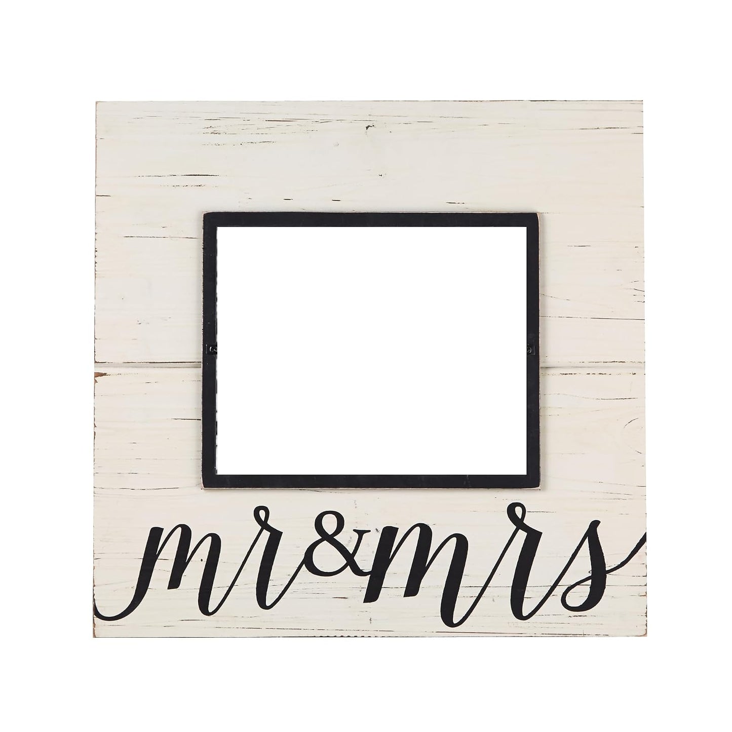 Mud Pie Distress Wood Mr. and Mrs. Deluxe Horizontal Frame, 8 x 10 inch
