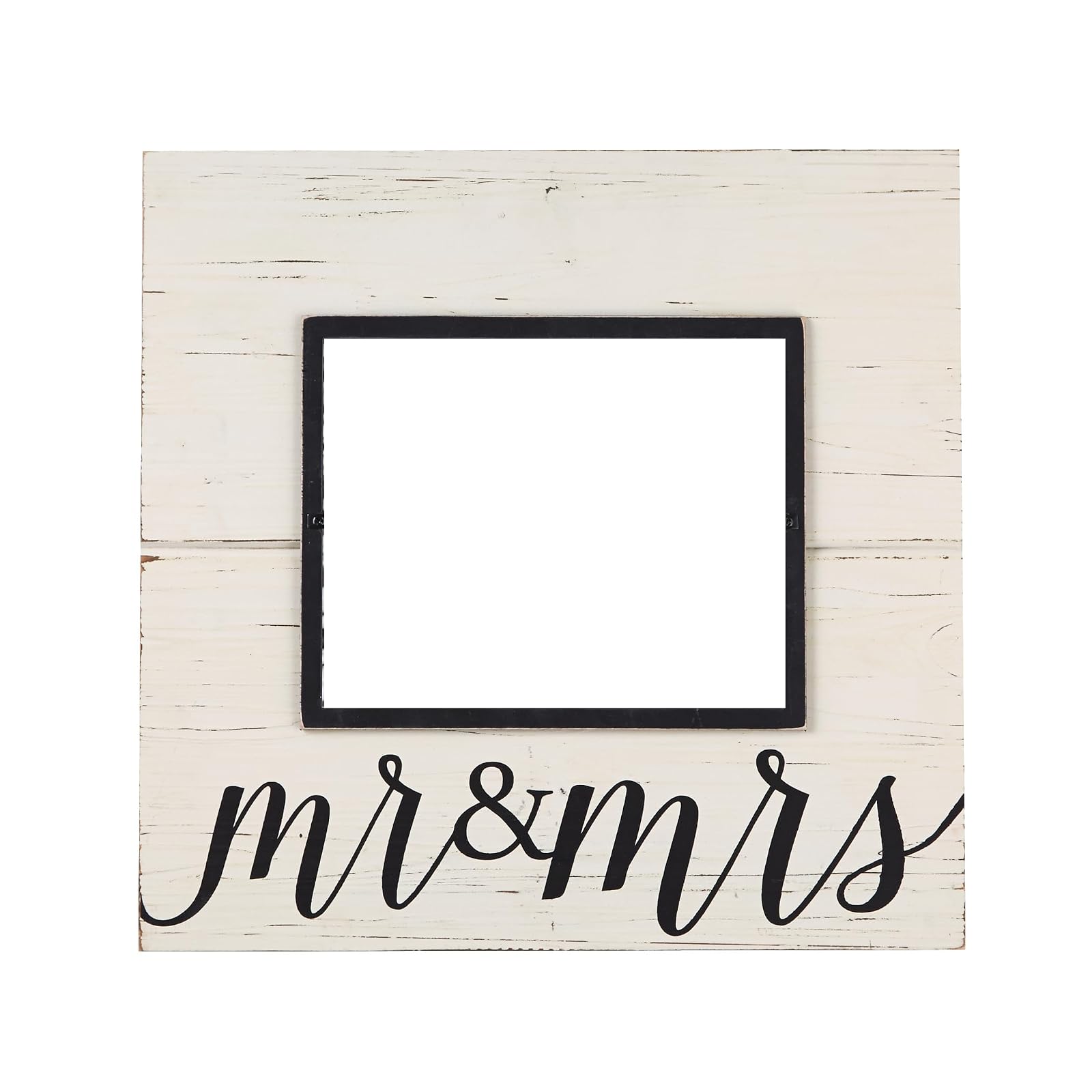 Mud Pie Distress Wood Mr. and Mrs. Deluxe Horizontal Frame, 8 x 10 inch