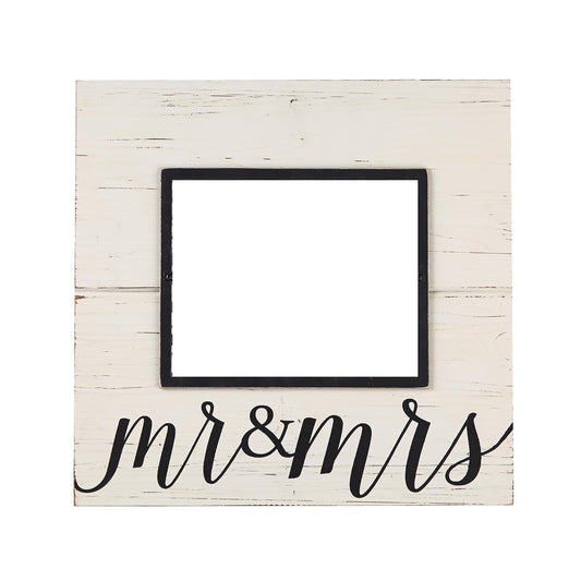Mud Pie Distress Wood Mr. and Mrs. Deluxe Horizontal Frame, 8 x 10 inch