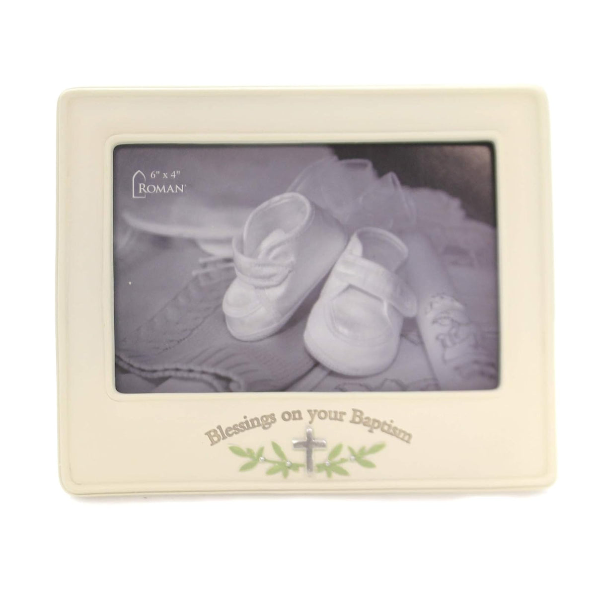 Roman Picture Frame, 6" H, Silver, Green