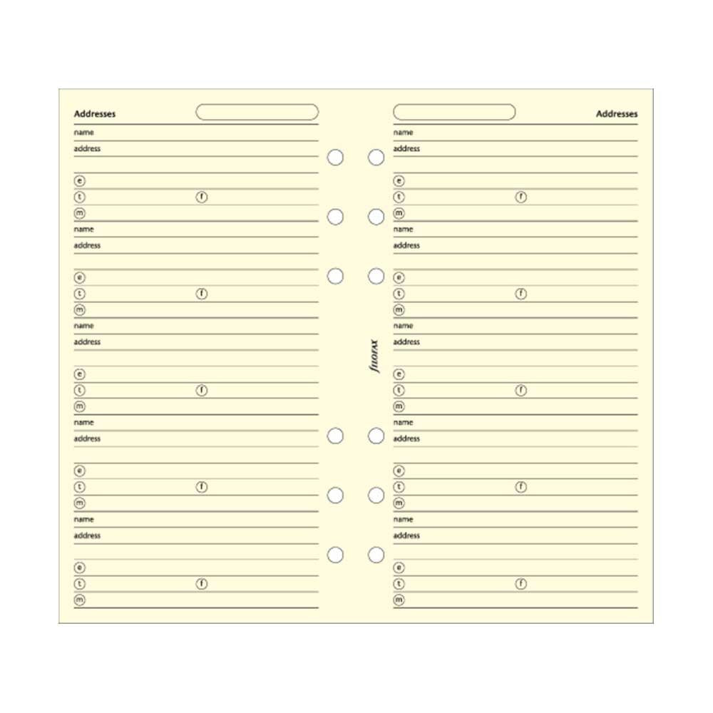 Rediform FILOFAX Name/Address/Telephone Refill for Personal & Personal Compact Size, 24 Sheets, Cream (B130253)