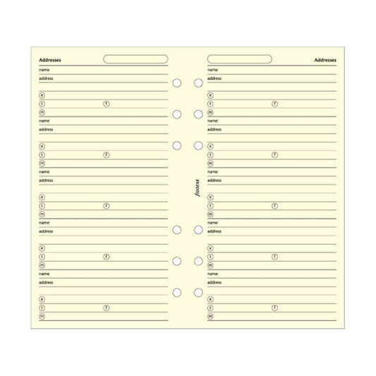 Rediform FILOFAX Name/Address/Telephone Refill for Personal & Personal Compact Size, 24 Sheets, Cream (B130253)