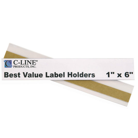 C-Line Self-Adhesive Label Holders, Top Load, 1 x 6 Inches, Clear, Pack of 50 (87627)