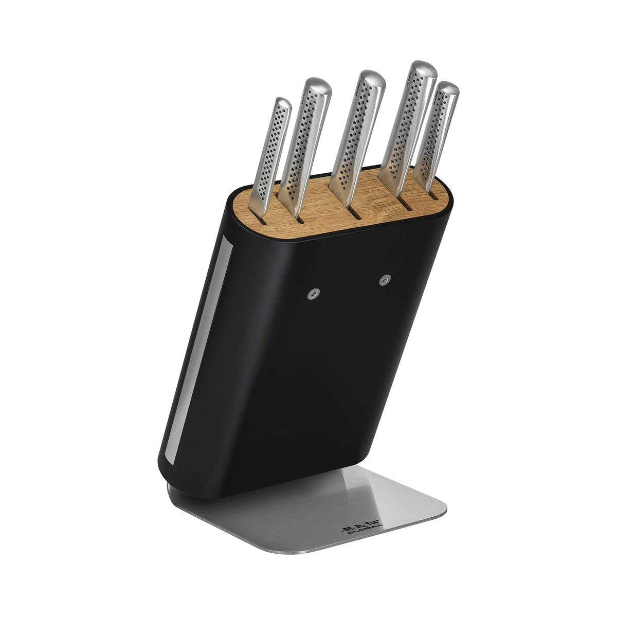 Global Knife Block Set, Medium, Silver, Brown