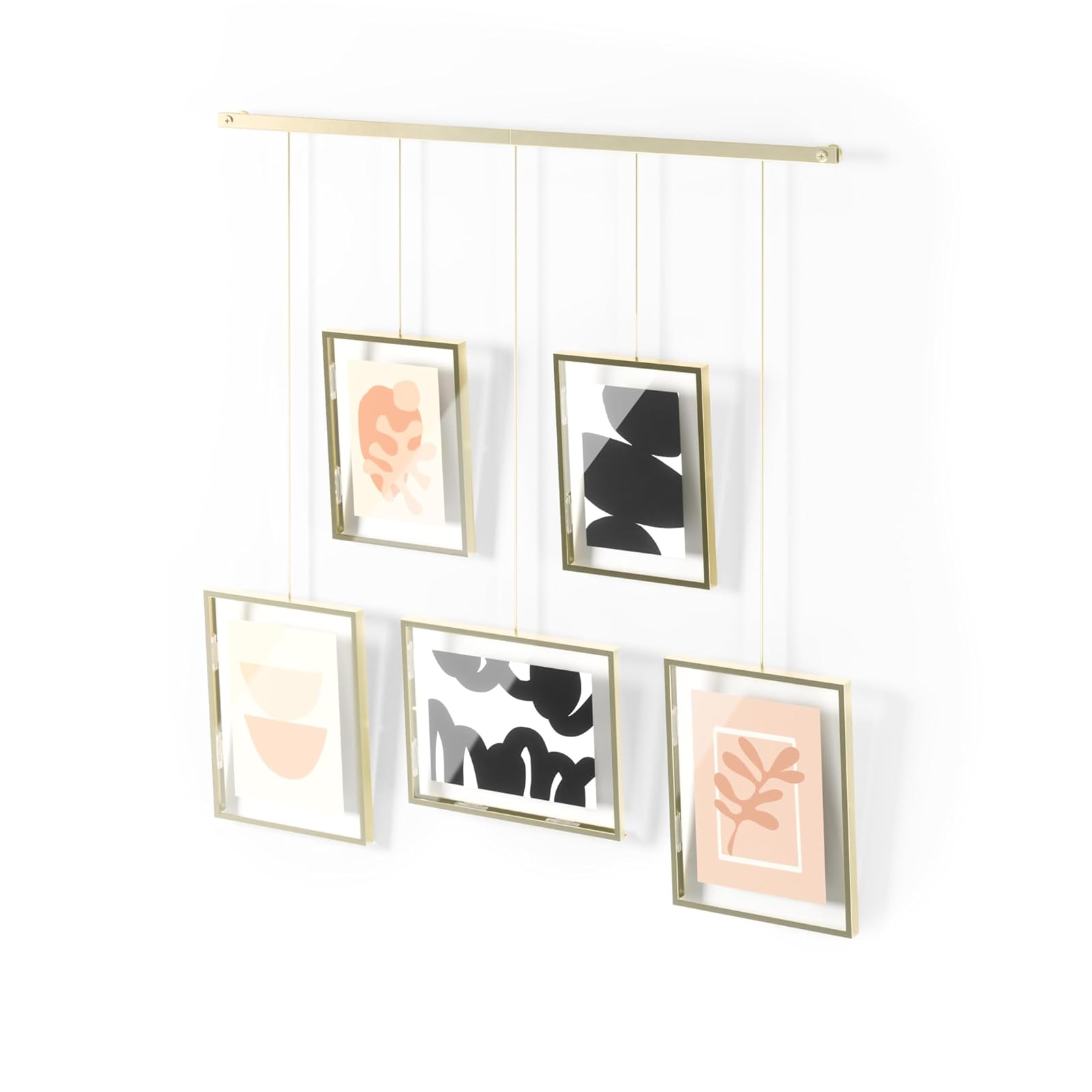 Umbra Exhibit Adjustable Photo Display  DIY Collage Set Mounts in Various Layouts Horizontally and at Different Angles - Holds 5 Picture Frames for Photos, Prints, Artwork and More, 4 by 6 inch and 5