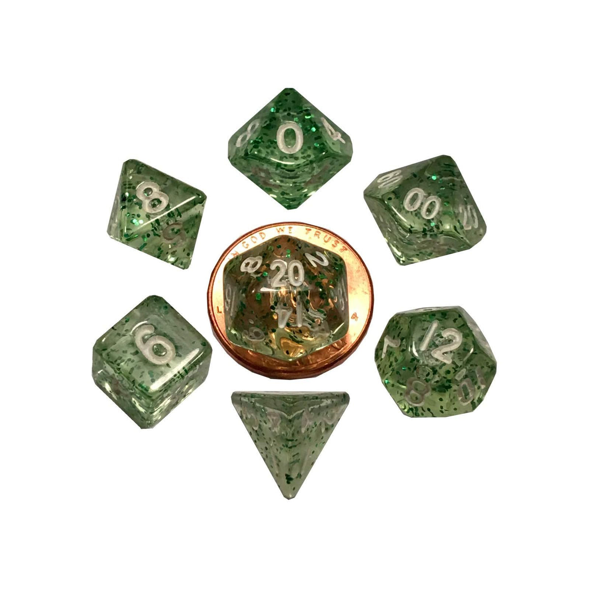 Metallic Dice Games Game Dice, 10mm, Green