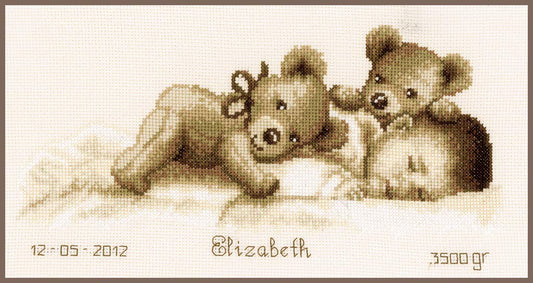 Vervaco Counted Cross Stitch Kit Baby Sleeps 12" x 6.4"