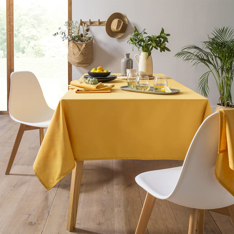 Coucke Rectangular Tablecloth Plain Cotton, Cotton, Curry, 240 x 160 cm