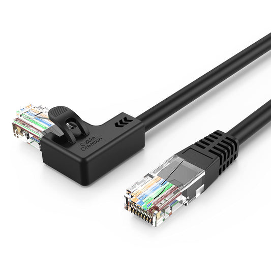 CableCreation CAT6 Ethernet Patch Cable with 50U‚ÄùGold Plated Contact, 3.3 Feet, Right Angled - Black