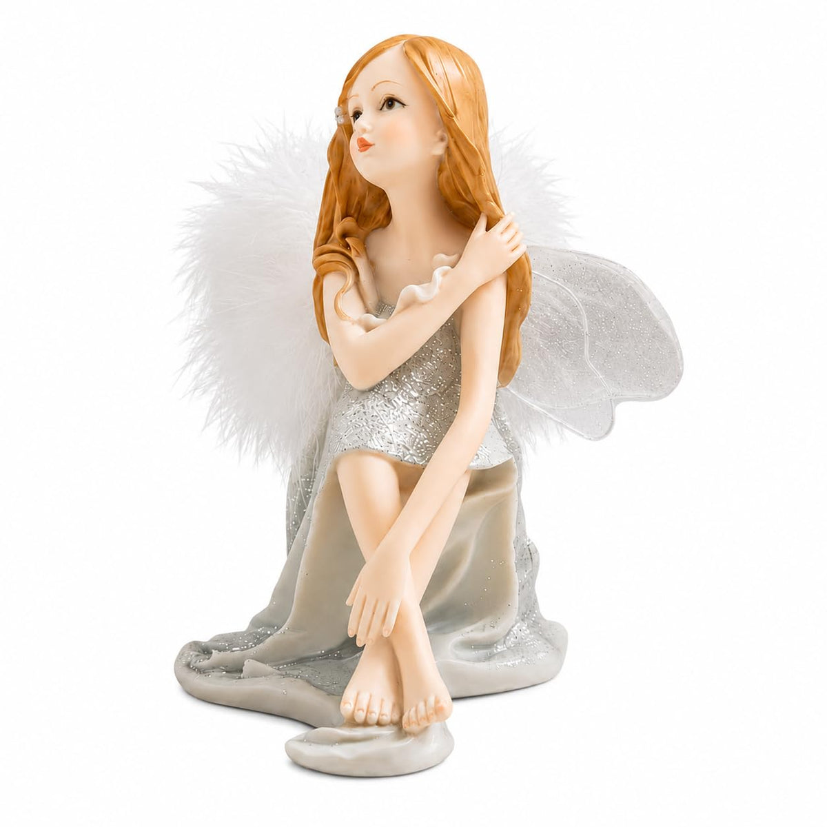 Comfy Hour Figurine, 5.3" x 4.5" x 3", Silver White
