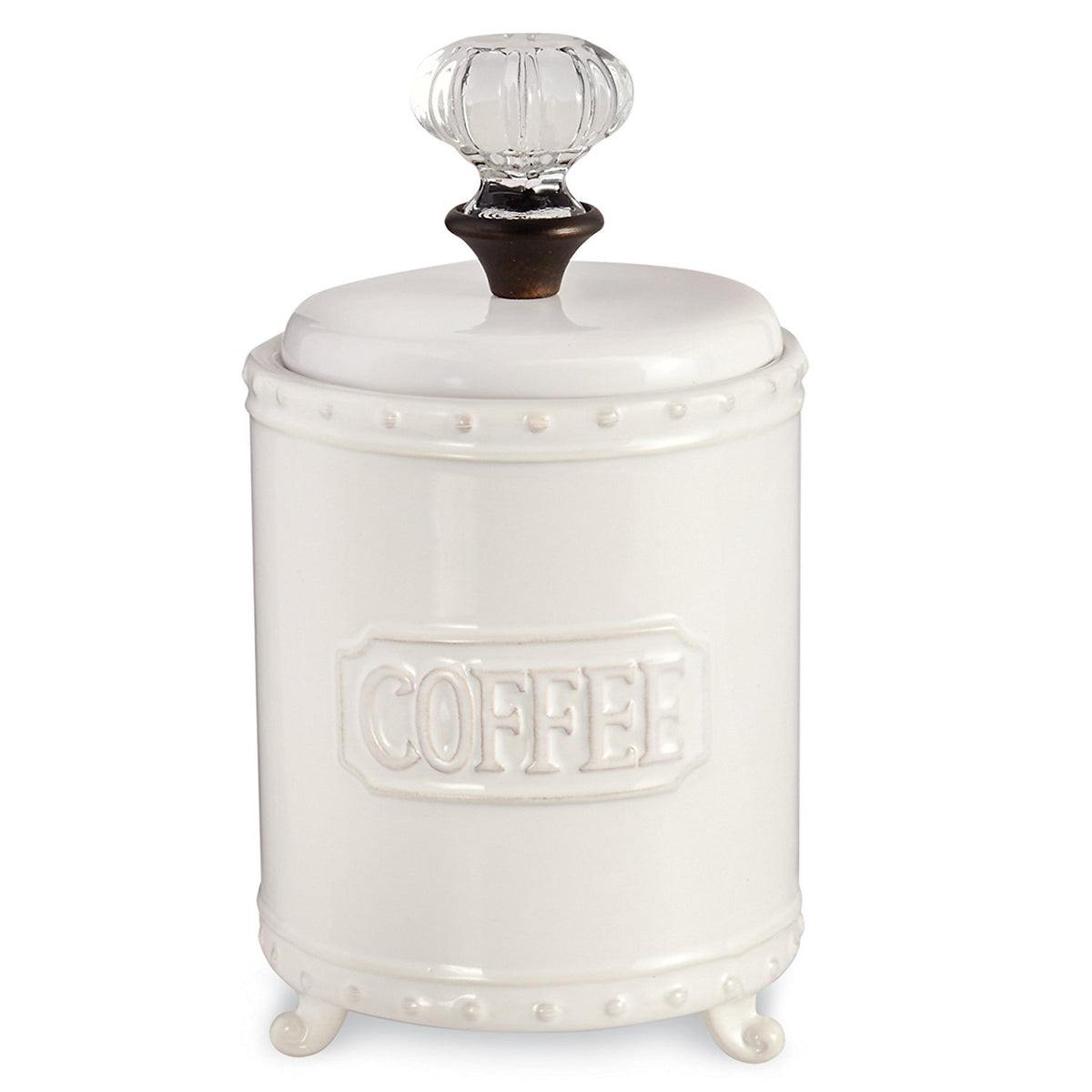 Mud Pie Ceramic Coffee Canister Door Knob Handle, White