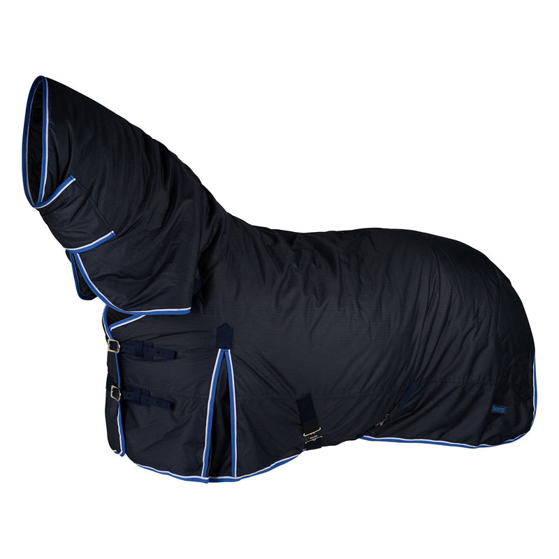 HORZE Glasgow Heavy Weight Waterproof Combo Turnout Winter Horse Blanket with Neck Cover (400g Fill) - Dark Blue - 75