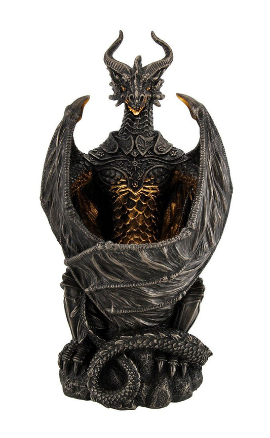 Unicorn Studio Resin Statues Guardian Of The Light Armored Dragon Led Night Light Statue 10 Inch 5 X 9.5 X 4.25 Inches Bronze