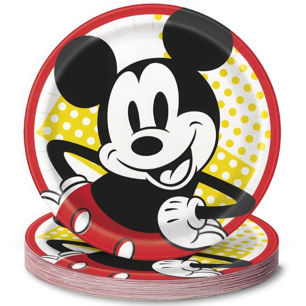 Unique Industries Unique Disney Mickey Mouse Round Dinner Paper Plates 9", 8 Pcs