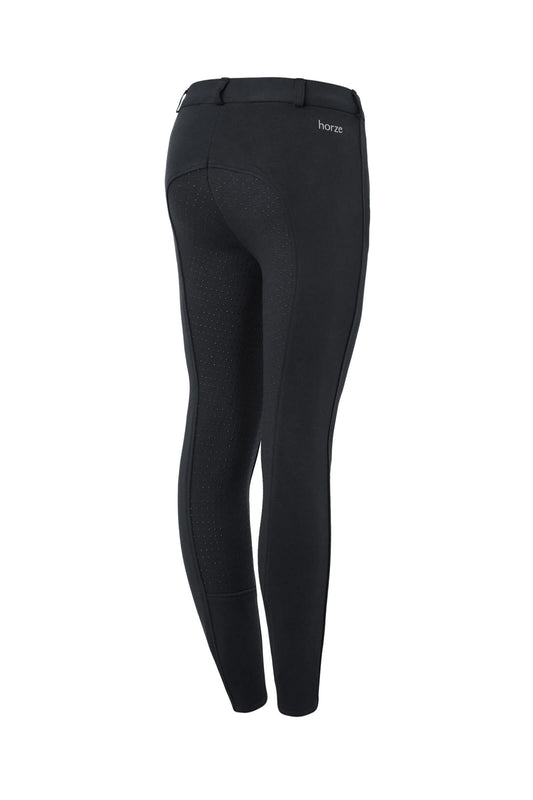 HORZE Active Kids' Unisex Silicone Grip Full Seat Horseback Riding Breeches - Black - L